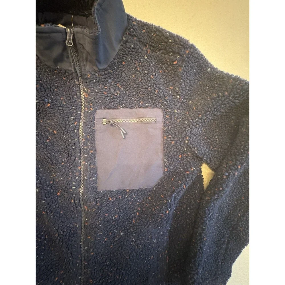 NWT Mountain and Isles Sherpa Fleece Navy Blue Jacket Mens M Lined Full Zip